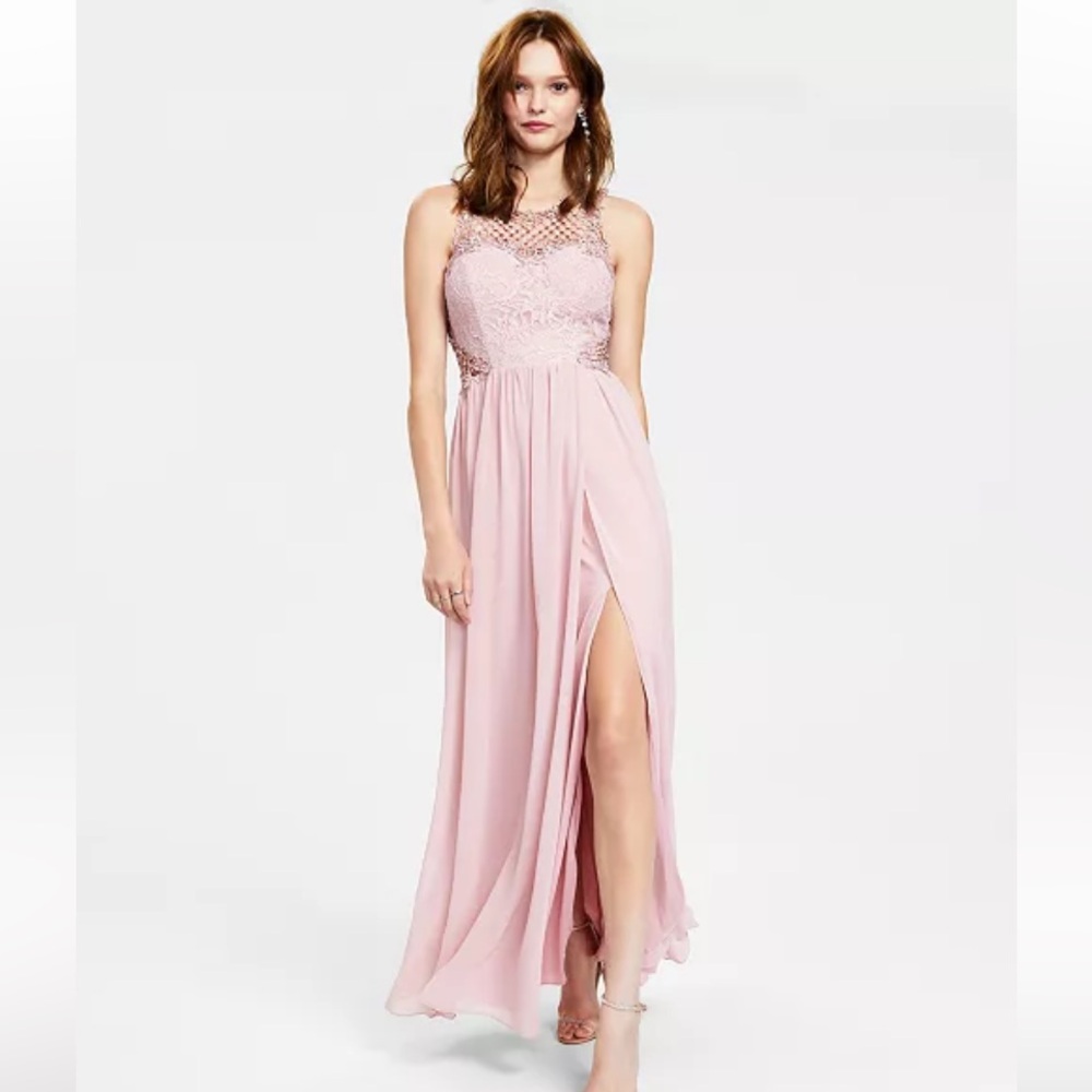 Juniors' Embellished Illusion Tulip Gown, Created for Macy's